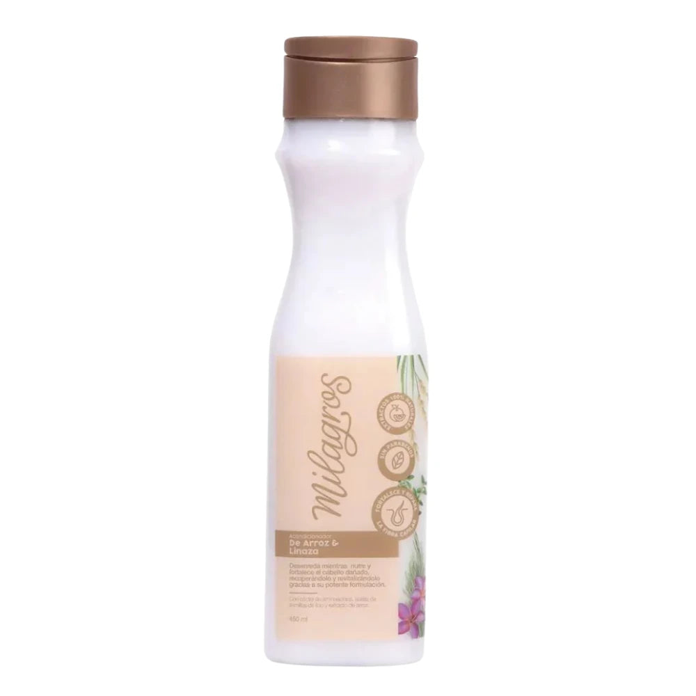 ACONDICIONADOR DE ARROZ Y LINAZA MILAGROS 450 ML