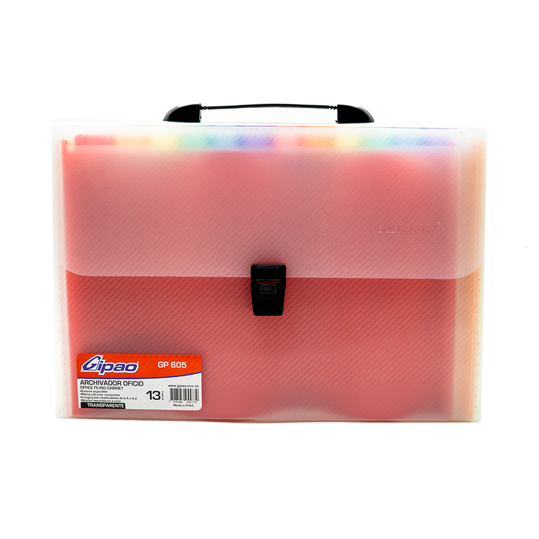ARCHIVADOR 13B OFICIO GIPAO TRANSPARENTE GP605