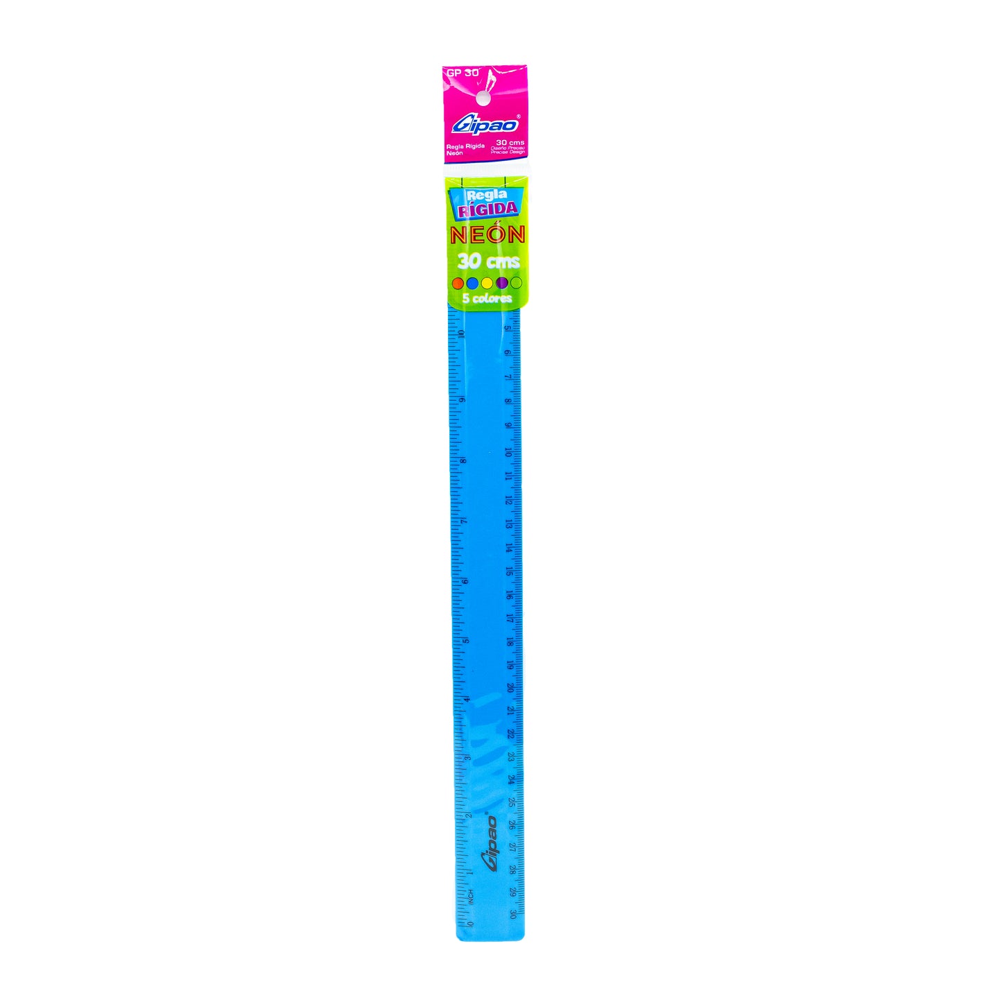 REGLA GIPAO PLASTICA NEON 30 CM GP30