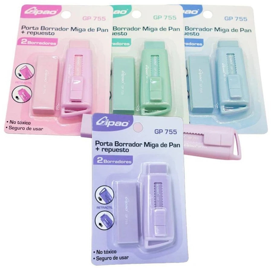 PORTA BORRADOR+REPUESTO GIPAO PASTEL GP755
