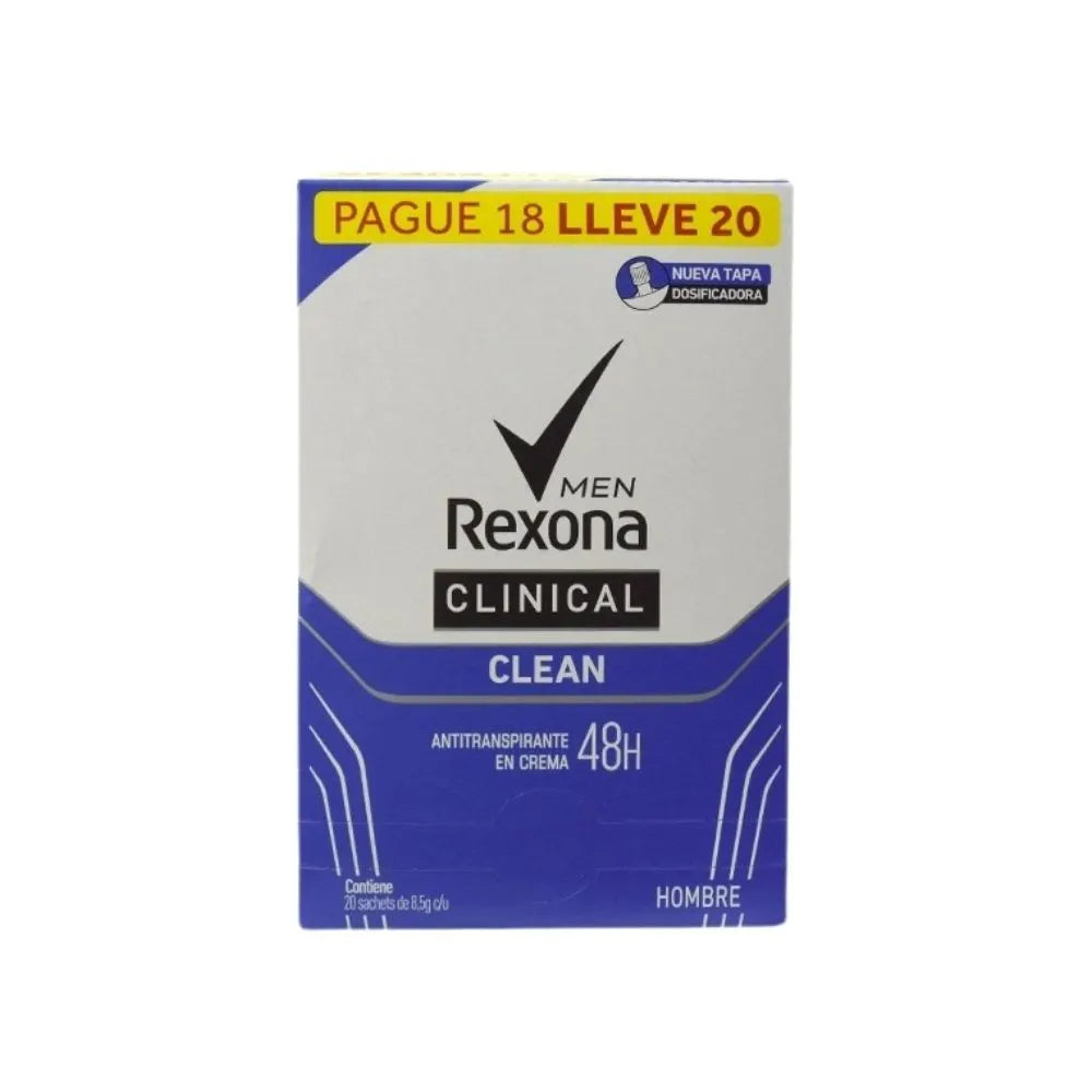 DESODORANTE REXONA CLINICAL MEN SOBRES 10 G CAJA X 20