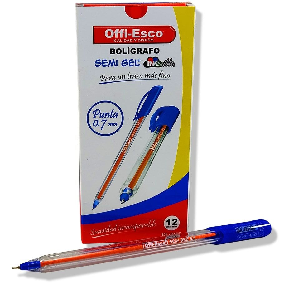 LAPICERO OFFI-ESCO SEMIGEL AZUL OE076 UNID