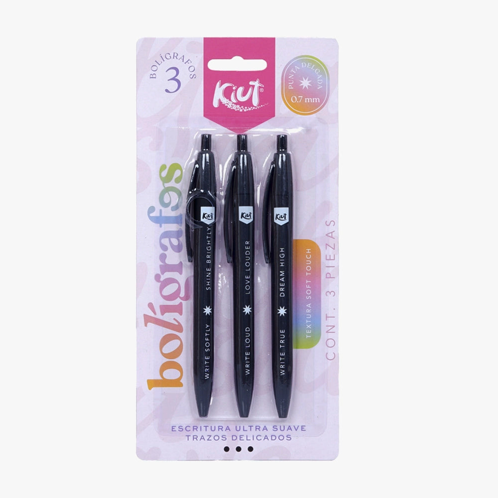 BLISTER BOLIGRAFO KIUT NEGRO * 3