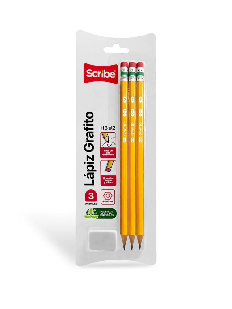 LAPIZ GRAFITO SCRIBE BLISTER * 3