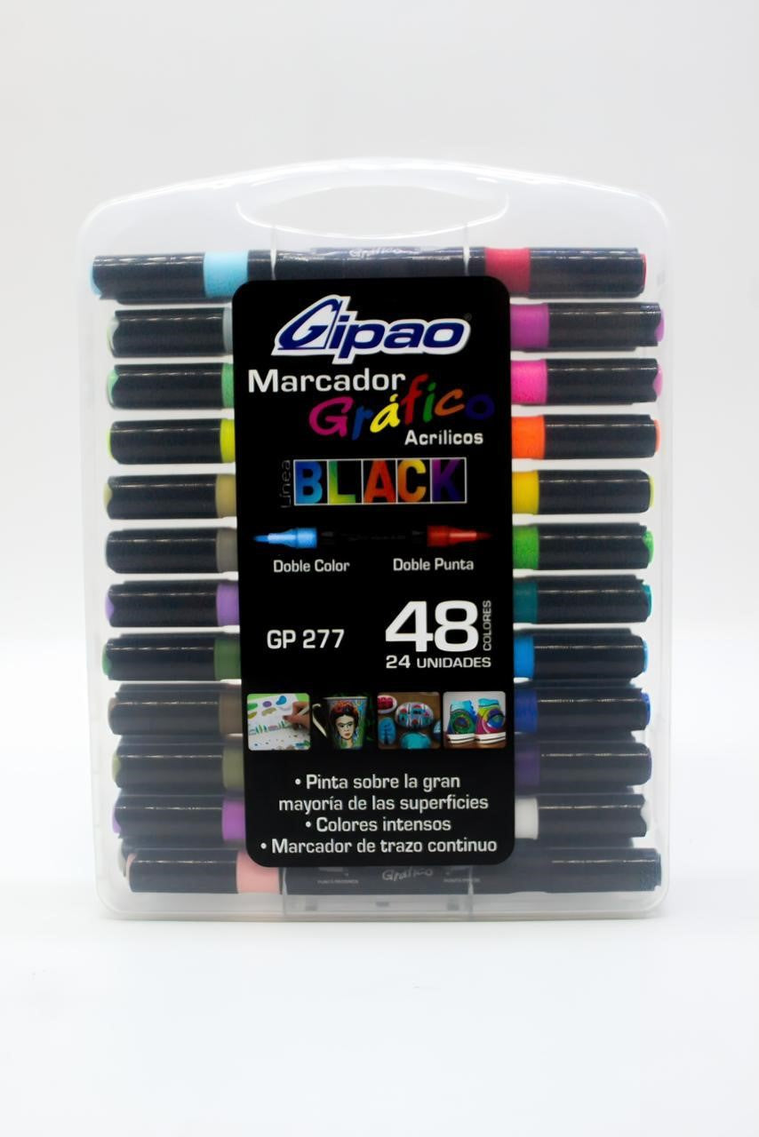 ESTUCHE MARCADOR GRAFICO GIPAO DUO BLACK * 24/48 GP277