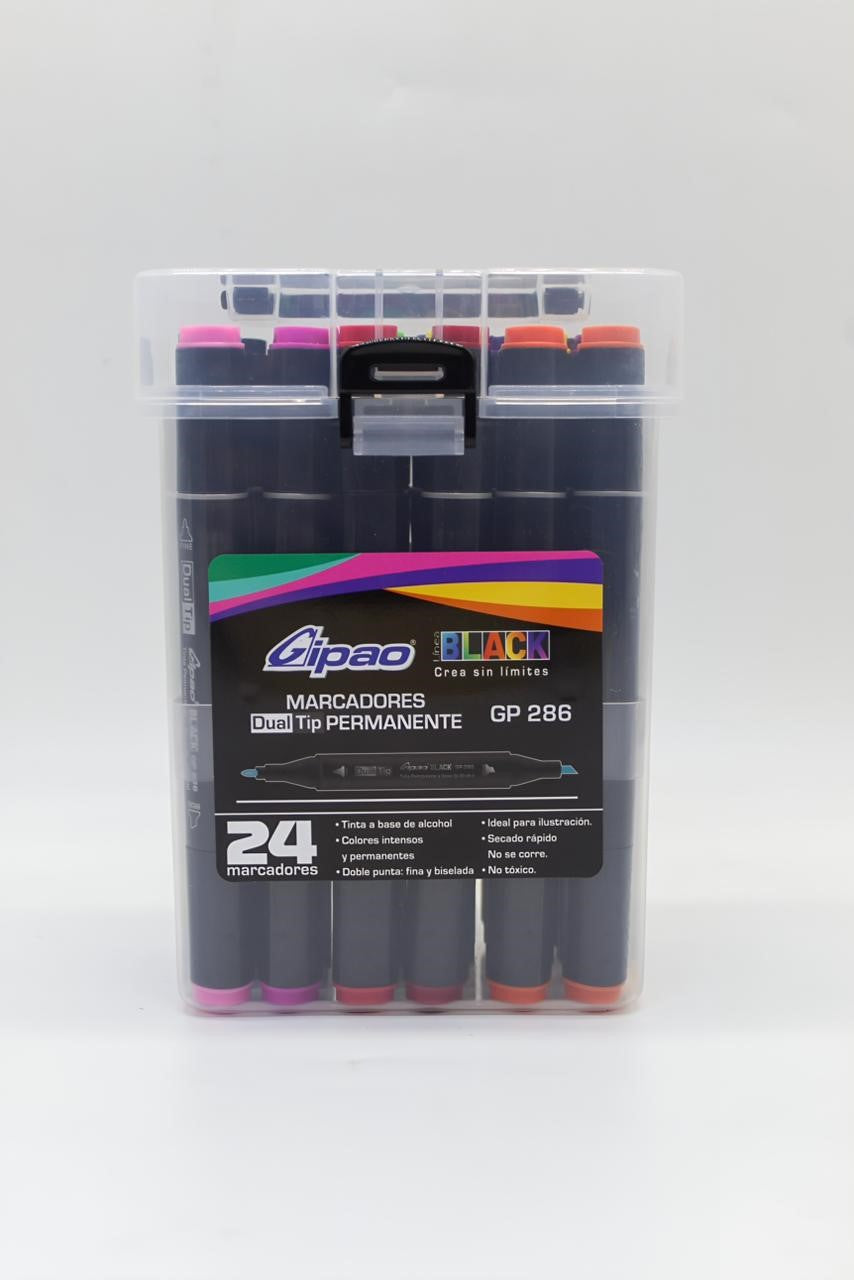 MARCADOR BLACK GIPAO DUAL TIP PERMANENTE * 24 GP286