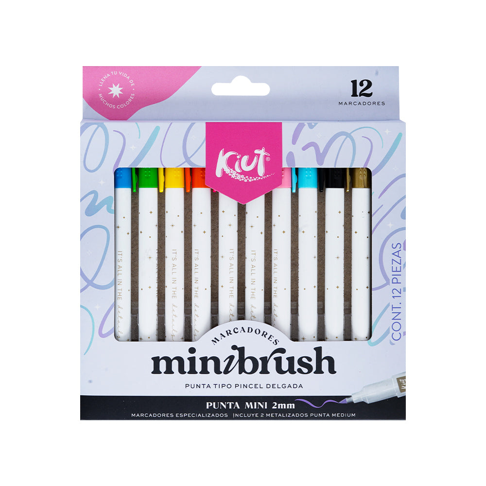 MARCADOR KIUT MINIBRUSH * 12 PUNTA PINCEL DELGADA