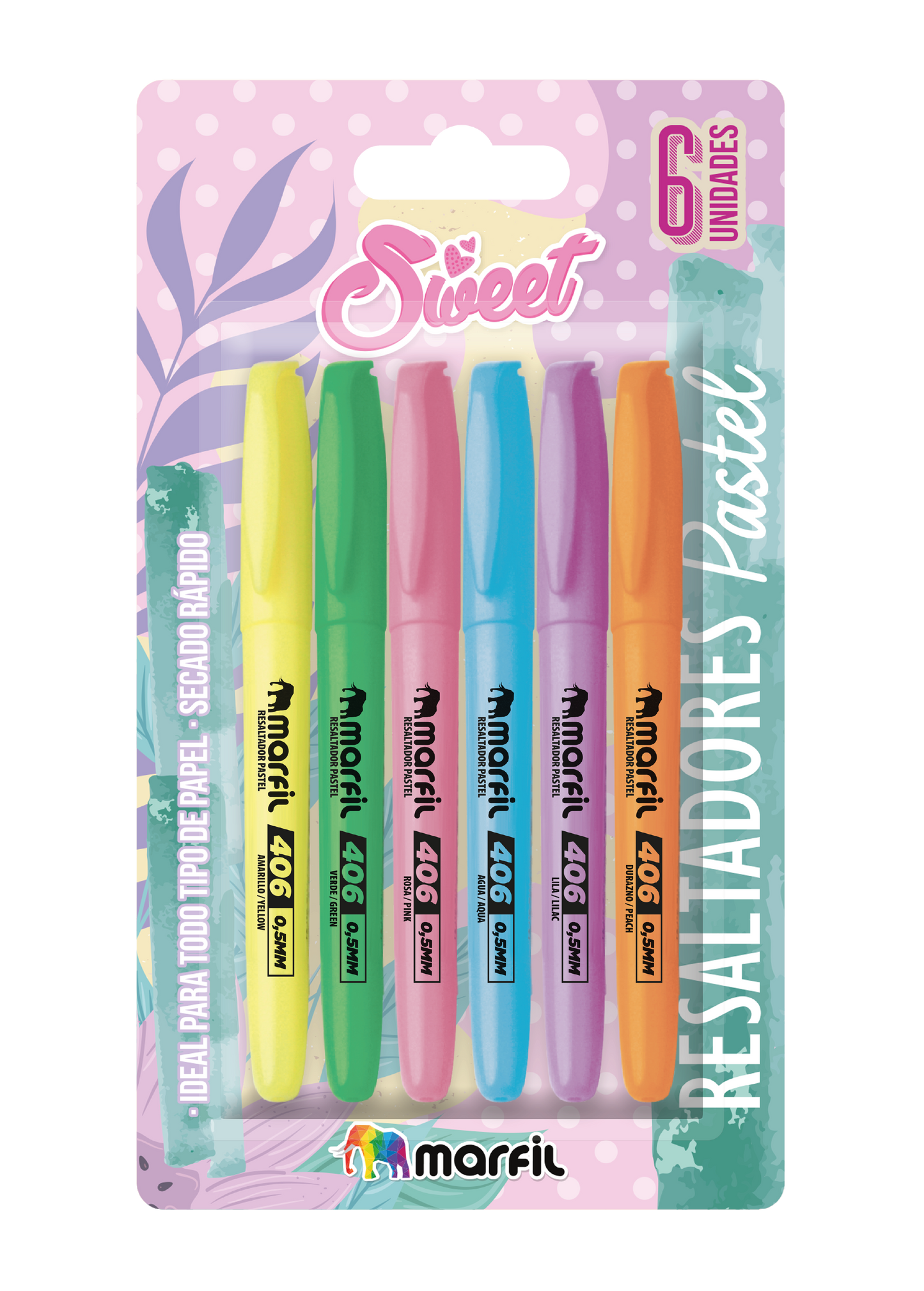 RESALTADOR MARFIL PASTEL DELGADO ESTUCHE * 6