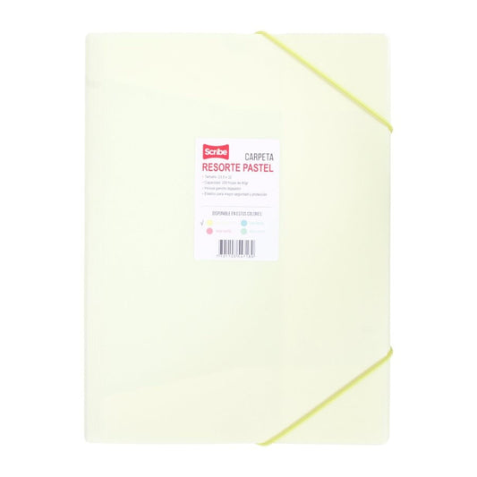 CARPETA SCRIBE PLASTICA RESORTE PASTEL OFICIO