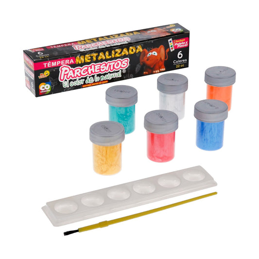TEMPERA PARCHESITOS METALIZADA CJ * 6