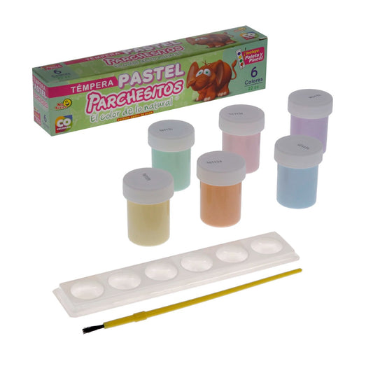 TEMPERA PARCHESITOS PASTEL CJ * 6