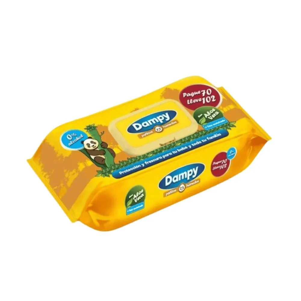 PAÑITOS DAMPY AMARILLOS X 102
