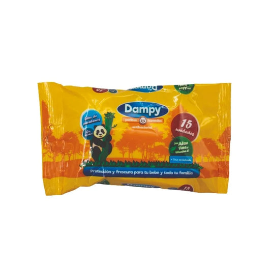 PAÑITOS HÚMEDOS DAMPY AMARILLOS X 15 UNIDADES