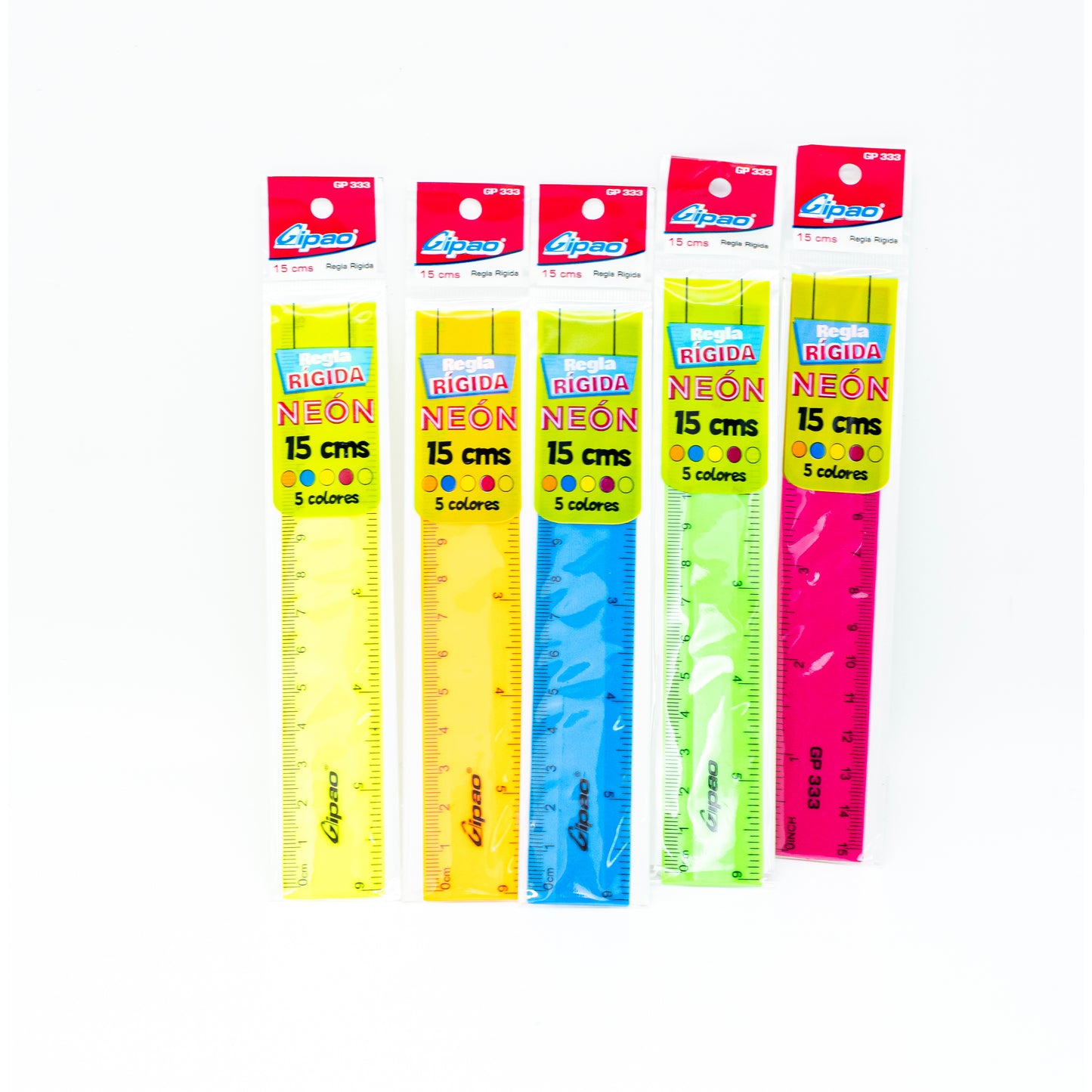 REGLA GIPAO PLASTICA * 15 CM NEON GP333
