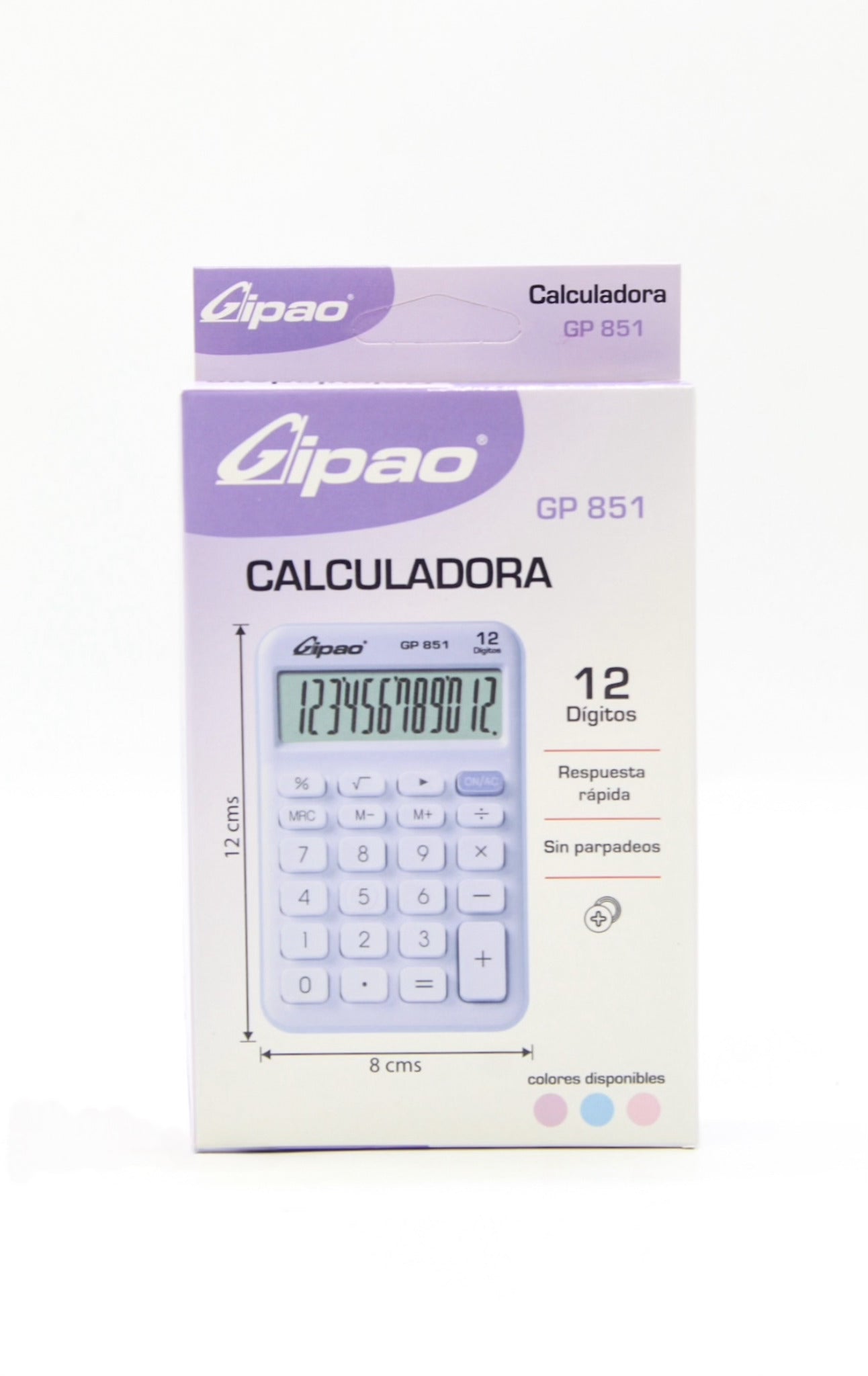 CALCULADORA GIPAO PASTEL 12 DIGITOS PEQUEÑA GP851