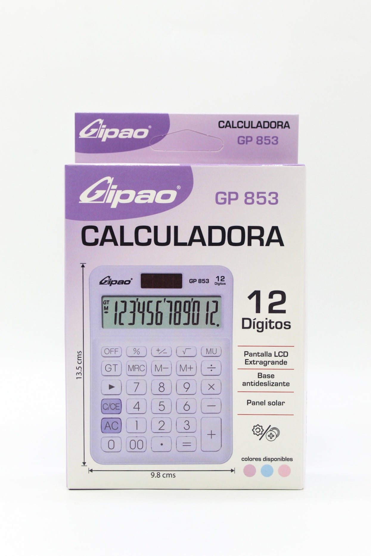 CALCULADORA GIPAO PASTEL 12 DIGITOS MEDIANA GP853