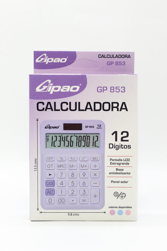 CALCULADORA GIPAO PASTEL 12 DIGITOS MEDIANA GP853