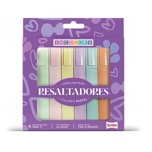 RESALTADOR SCRIBE INCOLORS PASTEL * 6