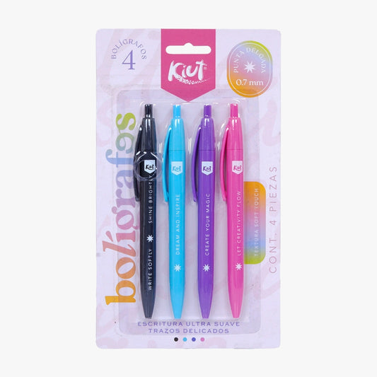 BLISTER BOLIGRAFOS KIUT COLORES * 4