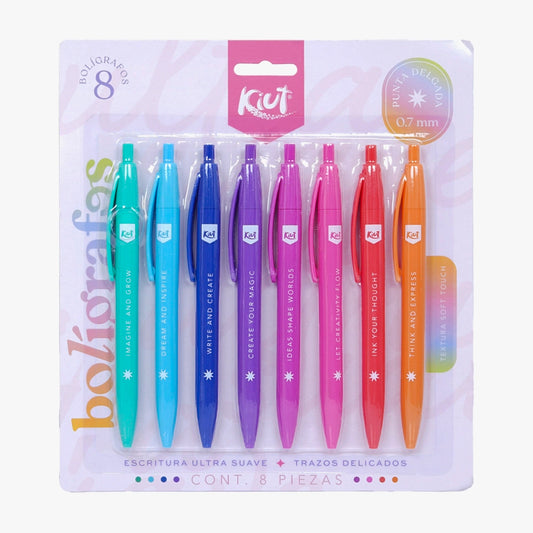 BLISTER BOLIGRAFOS KIUT COLORES * 8