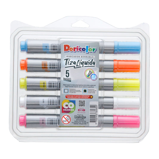 MARCADOR DORICOLOR TIZA NEON COLOR SURTIDOS ESTUCHE * 5