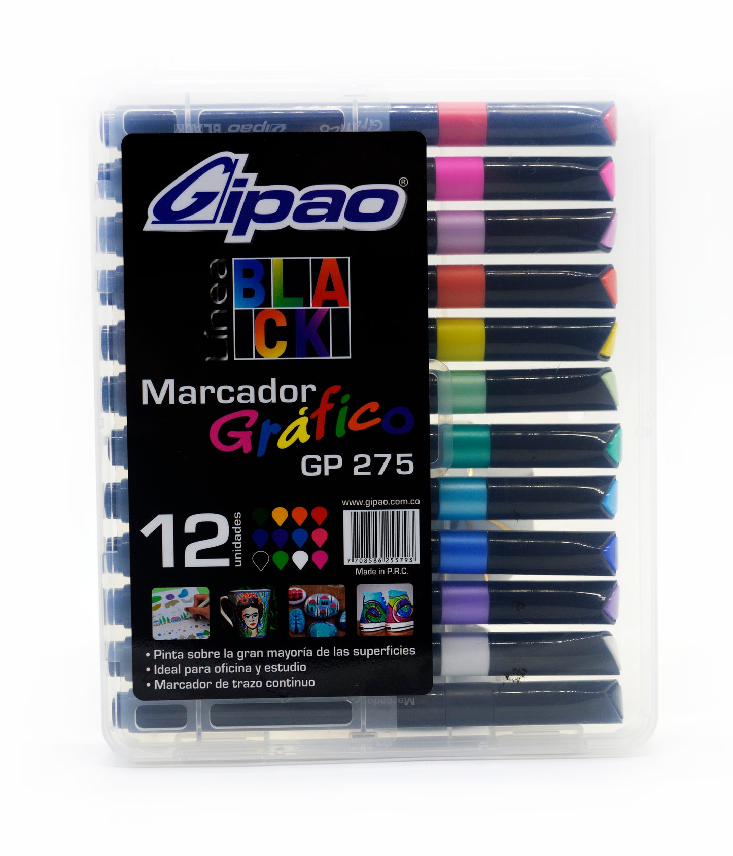 ESTUCHE MARCADOR GRAFICO GIPAO * 12  GP275