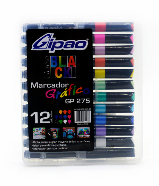 ESTUCHE MARCADOR GRAFICO GIPAO * 12  GP275