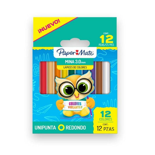 COLOR PAPER MATE 3MM ECONOMICO * 12 CORTO