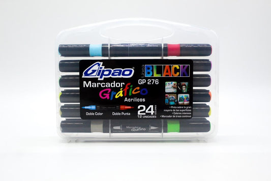 ESTUCHE MARCADOR GRAFICO GIPAO DUO BLACK * 12/24 GP276