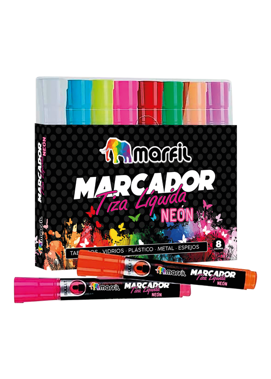 MARCADOR MARFIL TIZA LIQUIDA NEON ESTUCHE * 8