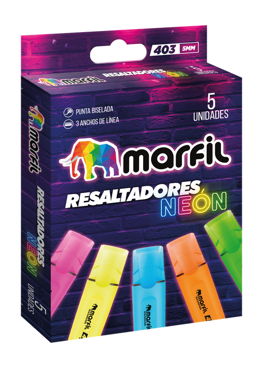 RESALTADOR MARFIL NEON ESTUCHE * 5