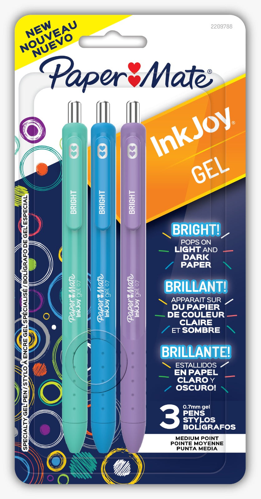 LAPICERO PAPER MATE GEL INKJOY 0.8 RT METALICO BLISTER * 3