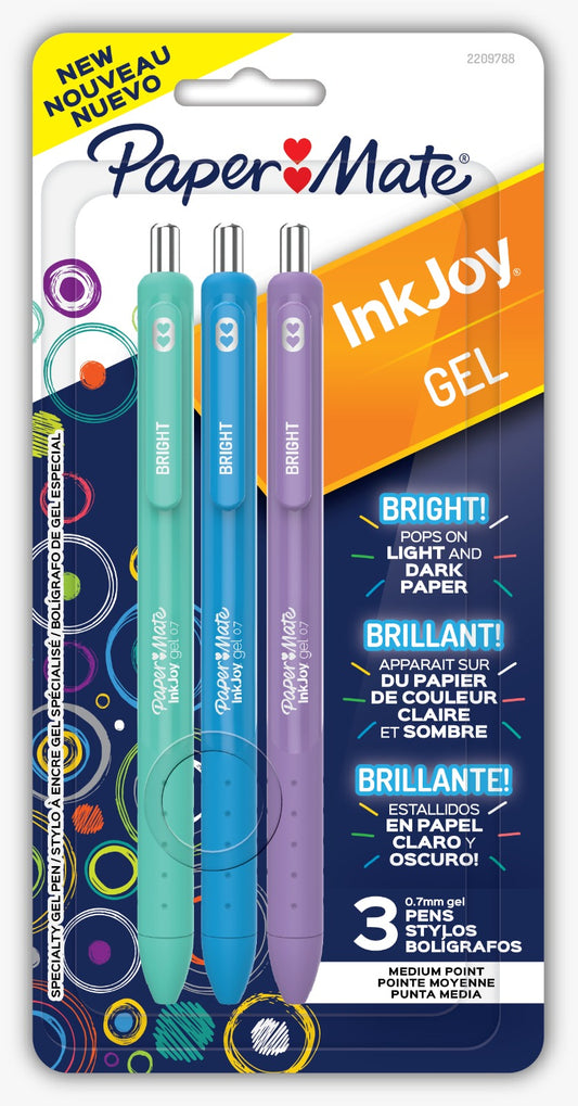 LAPICERO PAPER MATE GEL INKJOY 0.8 RT METALICO BLISTER * 3