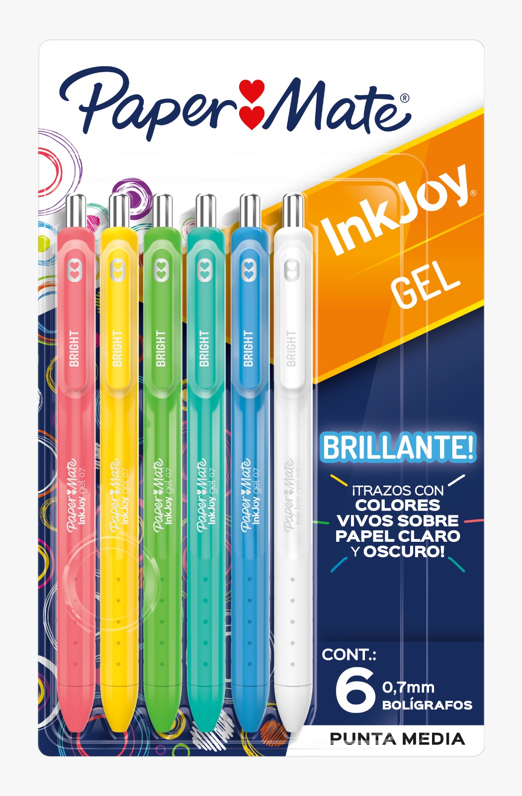 LAPICERO PAPER MATE GEL INKJOY 0.7 RT BLISTER * 6