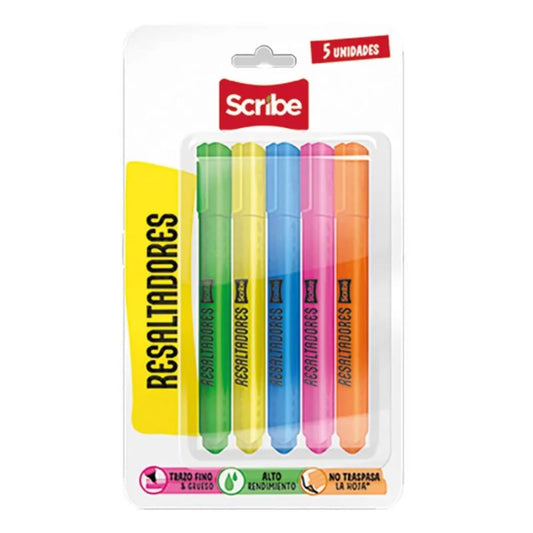 RESALTADOR SCRIBE BLISTER * 5