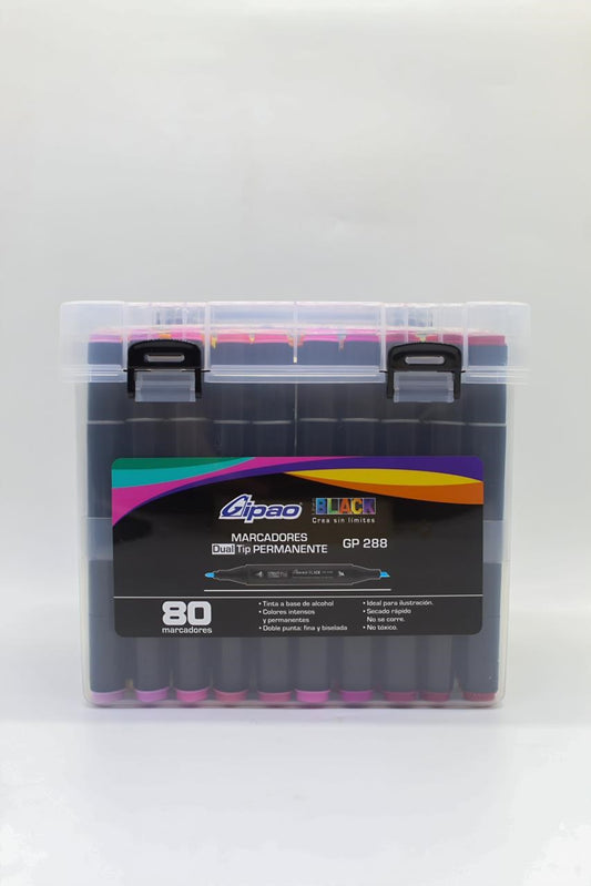 MARCADOR BLACK GIPAO DUAL TIP PERMANENTE * 80 GP288