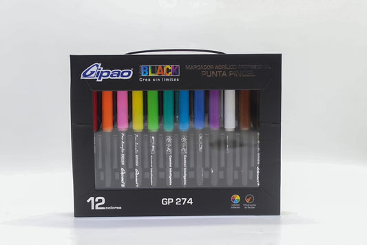 MARCADOR BLACK GIPAO ACRILICO PUNTA PINCEL * 12 GP274