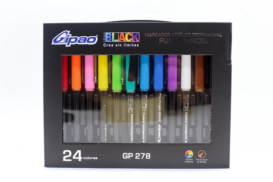 MARCADOR BLACK GIPAO ACRILICO PUNTA PINCEL * 24 GP278