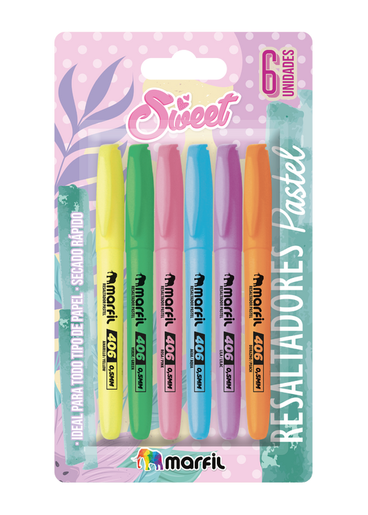 RESALTADOR MARFIL PASTEL DELGADO ESTUCHE * 6