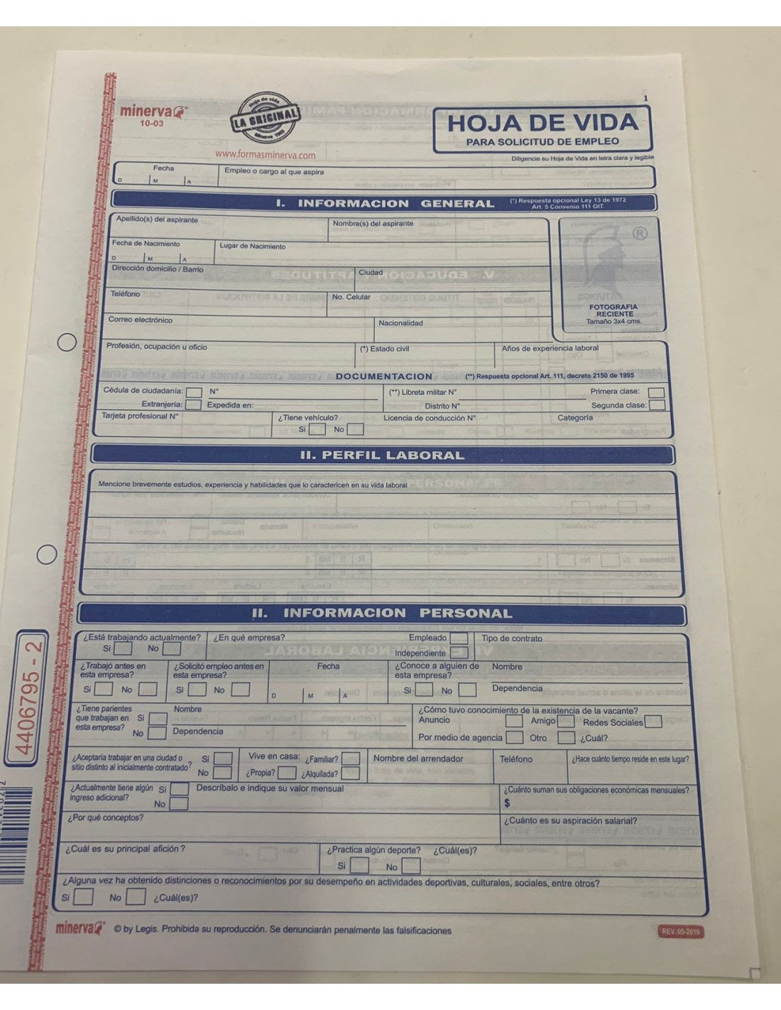 HOJA VIDA AZUL