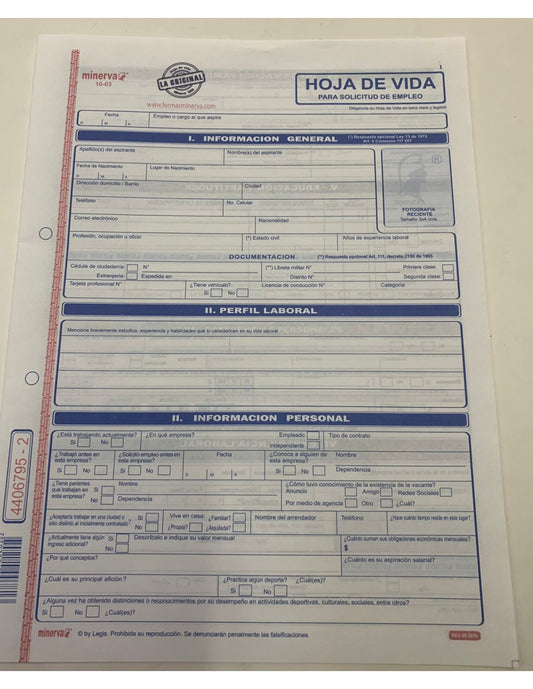 HOJA VIDA AZUL