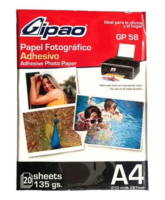 PAPEL FOTOGRAFICO 135 GR GIPAO ADHESIVO GP58