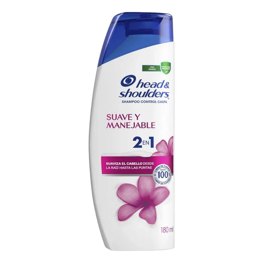 SHAMPOO HEAD & SHOULDERS SUAVE Y MANEJABLE 2 EN 1 180 ML